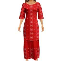 Anti-wrinkle 8XL Polynesian Milk Silk O-neck Tiered Dress Hot Selling Pacific Island Art Hawaii Design Evening Mermaid Dresses