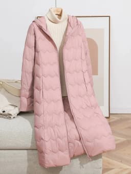Schinteon Women's Lightweight 90% White Duck down Long Jacket with Hood Fashion Autumn Winter High Qaulity Slim Outwear 2026