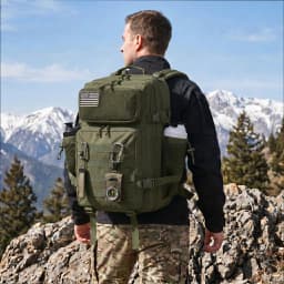45L Large Capacity Tactical Gym Backpack Sports Backpack with Dual Water Bottle Cup Holders Outdoor Camping Fitness Gear Storage Backpack for Workout Training Hiking Trekking Travel Sports EDC Daily Carry Fitness Enthusiast Backpack Bag