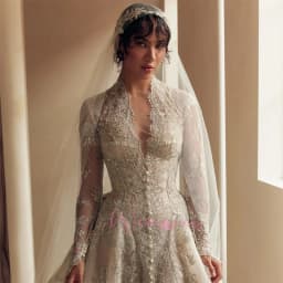 Luxury V-Neck Long Sleeve Romantic Design A-line Beauty Elegant Wedding Bride Dress Shimmering Customized Vestidos De Novia