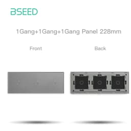 BSEED Triple EU Standard Wall Glass Panel 3/6/9Gang Touch Switch Crystal Panel With Metal Frame DIY Part 228mm