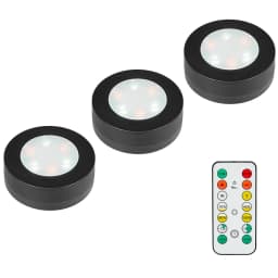 3/6Pcs Black Round LED Under Cabinet Closet Light Furniture Dimmable Wardrobe Lamp CCT WWCW 3000K 4000K 6500K Remote Control
