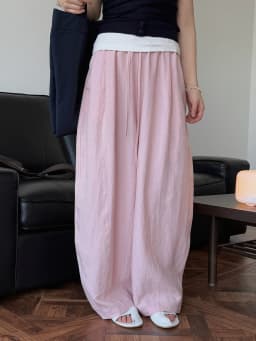 Spring and summer women's casual solid color high waist loose wide leg pants
