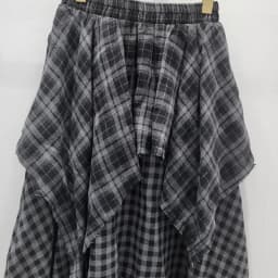 DEAT Fashion New Items Irregular Plaid Patchwork Pleated A-line Skirts For Women High Elastic Waist Mid-length Skirt 11A06244