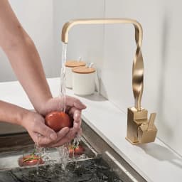 BAKALA Brush Gold Bathroom Basin Kitchen Faucet Hot Cold Wash Mixer Crane Tap 360 Rotation Sink Faucets Single Handle