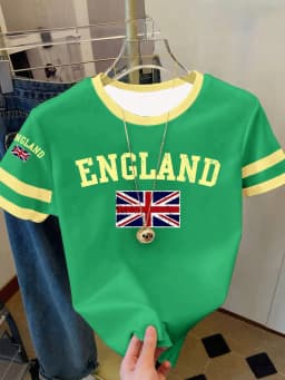 Summer Women's England Print Round Neck Short Sleeve T-Shirt Summer Graphic Te Jerseys Plus Size Sport T-Shirt Tops