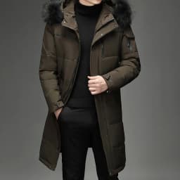 Style Hooded Jacket Short Length Casual with Windproof Wrinkle Finish Zipper Closure Thickened Regular Length Winter for Men