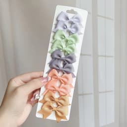 10Pcs/Set Solid Color Kids Bows Hair Clips for Baby Girls Handmade Ribbon Bowknot Hairpin MiNi Barrettes Hair Accessories