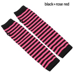 1 Pair Striped Soft Mitten Knitted Elbow Gloves Long Glove Fingerless Cotton Classic Wristband Arm Cover Sleeve For Women Girls
