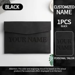 Personalized PU Leather A4 File Folder Custom Name Magnetic Closure File Bag Waterproof Document Laptop Bag for Office School