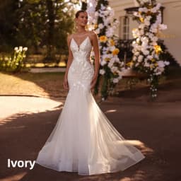 Customized Aviana Spaghetti Strap V-Neck Mermaid Wedding Dress Backless Tulle Appliques Embroidery Sweetheart Vestidos De Novia