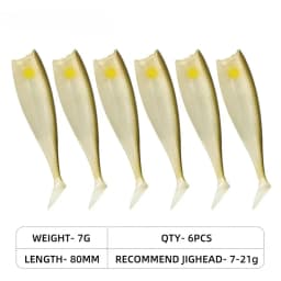 80mm 105mm Soft Fishing Lure Jighead Black Tail Minnow Artificial Silicone Bait Saltwater Sea Bass Swimbait Gear