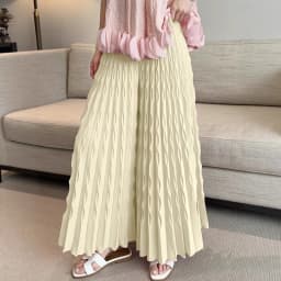 Pleated New Solid Color Elastic Waist Wide Leg Pants Fashion Hand Pleated Stretchy Loose Trousers Comfortable Women's