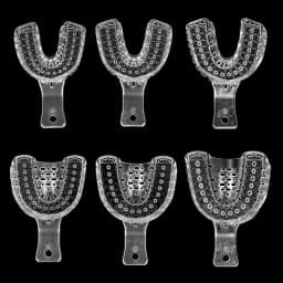 3 Pairs Dental Implant Tray Plastic Teeth Holder Full Mouth Partial Mold Tray Disposable Impression Trays S/M/L Dentist Tools