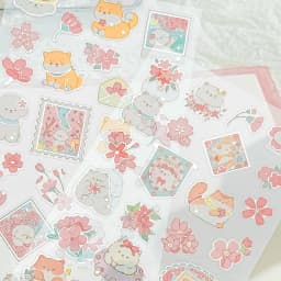 Korean Import Original NEKONI Sakura Animals Cherry Blossom Decor Stickers Scrapbooking Diy Journaling Cute Stationery Stickers
