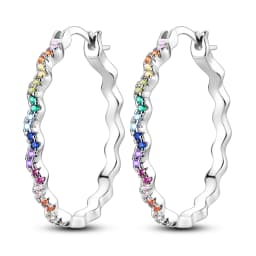 Orstarry S925 Sterling Silver Colorful Wavy Earrings Versatile Hoop Earrings For Women Jewelry Original Party Gifts
