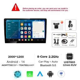 FYT UIS7870 8cores 12+256G Android13 Car Stere Radio CarPlay& Android Auto GPS DSP Multimídia CarPlay Player 5G WIFI Bluetooth