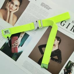 Functional Buckle Belt Men's Tooling Hip-hop Ins Fluorescent Green Decorative Belts Personality Silver Buckle Canvas Light Belt