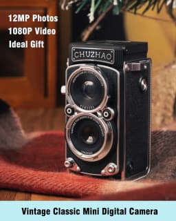 CHUZHAO Vintage Mini Digital Camera Autofocus 12MP, 1080P FHD Video Vlogging Portable Camera for Christmas Birthday Ideal Gift