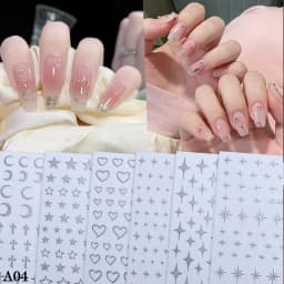 1/4 PCS 3D Metal Silver Golden Starburst Nails Stickers Manicure French Nail Art Decoration Decal Y2K Nail Art Tips Nail Charm