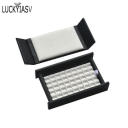 PU Leather Bare Stone Gemstone Jewelry Box Magnet Stone Storage Display Box Gem Display Counter Exhibition Lid V Groove Box