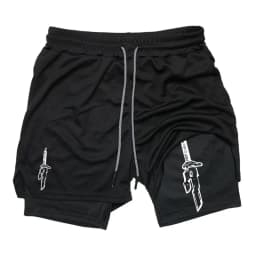 Solo Leveling Print 2in1 Running Workout Shorts for Men Gym Performance Compression Shorts with Phone Loop Athletic Activewear