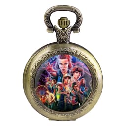 Famous Teleplay Design Personalized Character Set Black Dome Glass Quartz Pocket Watch Men Women Necklace Pendant Clock Gifts
