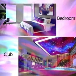 7-Color Wave Projector Light, USB Powered with Remote, Creates Calming Ambient Lighting for Bedroom, Home Theater Ceiling Decor