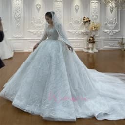 Luxury Square Neck Tulle Classic Vintage Design Simple Elegant Wedding Bride Dress Shimmering Customized فستان العر