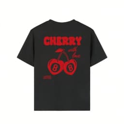 Cherry and number 8 letter print round neck T-shirt Girls summer casual all-match T-shirt breathable short-sleeved top