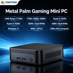 Metal Palm Gaming Mini PC AMD Ryzen 7 7730U 5825U 5800U Ryzen 5 7530U Office Mini Computer DDR4 Dual NVMe Windows 11