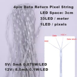 5V 12V 4pin Data Return WS2811 WS2812 LED Seed Pixel String Lights Full Color Individually Addressable RGB for DIY Curtain Light