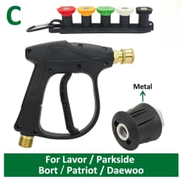 Pressure Washer Gun With Karcher/Nilfisk/Parkside/Bosch Hose Adapter & Quick Connect Nozzle for Car Surface Cleaning