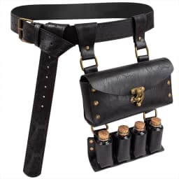 Renaissance Leather Belt Medieval Wizard Alchemy Glass Magic Bottle Cork Bottle Stopper Copper Coin Waist Bag Cosplay Belt