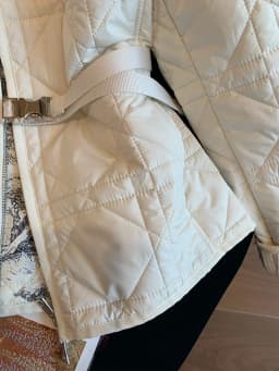 White Small Fragrance Style Collared Diamond Pattern Cotton Jacket Women's Autumn Winter New Style Slim Fit Lightweight Cotto...