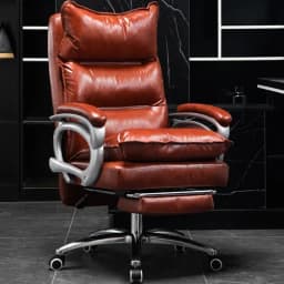 Luxury Leather Manager Chair Ergonomic High Back Executive Chair With Lumbar Massage 135° Footrest Recliner Office Chair