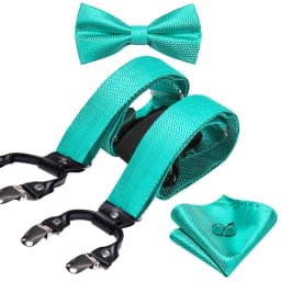 Burgundy Black White  Mens Suspender Adjustable 6 Clips Jacquard Braces Bowtie Hanky Cufflinks Set Silver Gold