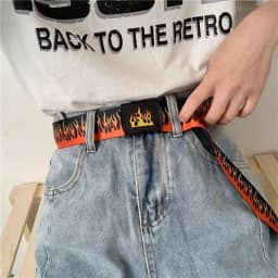 Punk Style Flame Belt - Trendy Hip-hop Street Bad Boy Personality Decoration Durable for Both Men and Women Trendy Eyelet Belt