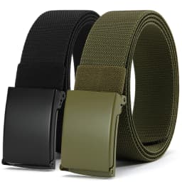 2PCS Men's and Women's Belt Military Nylon Adjustable Belt Outdoor Travel Tactical Belt, Metal Buckle Pants 125cm
