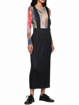 Miyake Pleated Black Thicker Bottoms Heavyweight 2 Midi Skirts