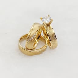 3pcs Wedding Engagement Rings Bridal Sets For Men and Women Anniversary Love Alliance Couple Bands 18k Gold Plated Jewelry