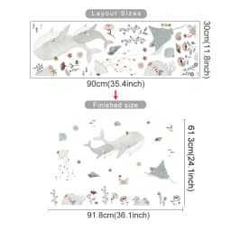 Watercolor Whale Wall Decals Ocean Animal Wall Sticker Under The Sea Marine Life Theme Decals Nursery Kids Room Decor