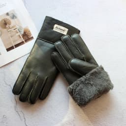 Women's Thickened Winter Sheepskin Fur Gloves Windproof Warm Outdoor Motorcycle Riding Color Leather Finger Gloves