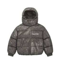 Y2K Puffer Jacket for Women Black Leopard Print Hooded Zip Up Oversized Quilted Padded Coat Autumn Winter Everyday Streetwear