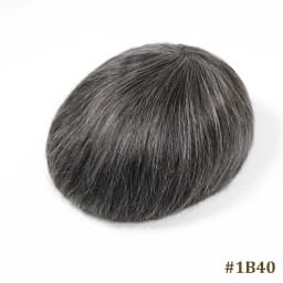 0.08-0.10MM Full Skin PU Toupee For Men V Loop Human Hair Men's Wigs #1B Men Capillary Prosthesis Hair Unit Replacement