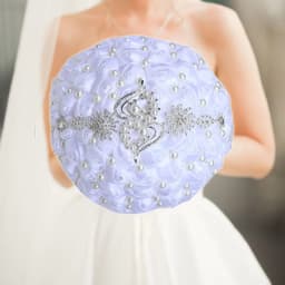 17design New White Wedding Bride Holding Flowers Artificial Bouquet Ribbon Rhinestone Pearl Bouquet Decoration Bride Groom Dance