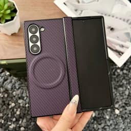Luxury Carbon Fiber For Magsafe Hinge Case For Samsung Z Fold 8 7 6 5 4 Fold8 Ultra Wireless Charge Soft Silicone Bumper Cover