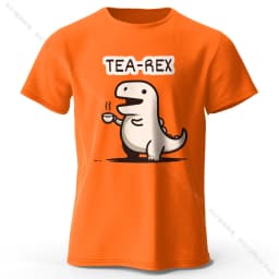 Men's Tea-Rex Dinosaur Printed 100% Cotton T-Shirt, Soft & Breathable Round Neck Short Sleeve Tee, Unisex Fun & Quirky Style