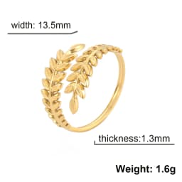 Skyrim New In Wheat Ears Leaf Ring Boho Stainless Steel Gold Color Open Women Rings 2026 Trendy Jewelry Valentine Gift Wholesale