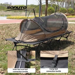 Sonuto Camp Bed Tent - Waterproof Sunshade Single Camping Tent, Lightweight 210D Oxford, Aluminum Poles, Windproof & Portable